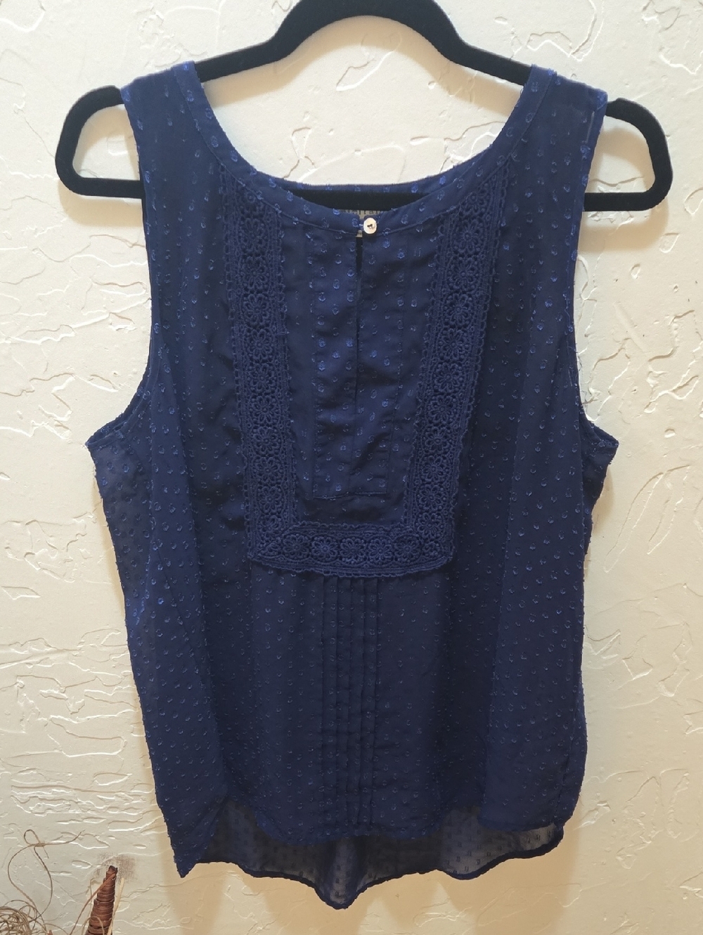 Daniel Rainn Navy Lace-Trim Swiss Dot Sleeveless Camisole